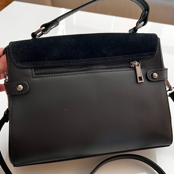 Leather and suede bag classic satchel shape design, made in Italy - Picture 4 of 15